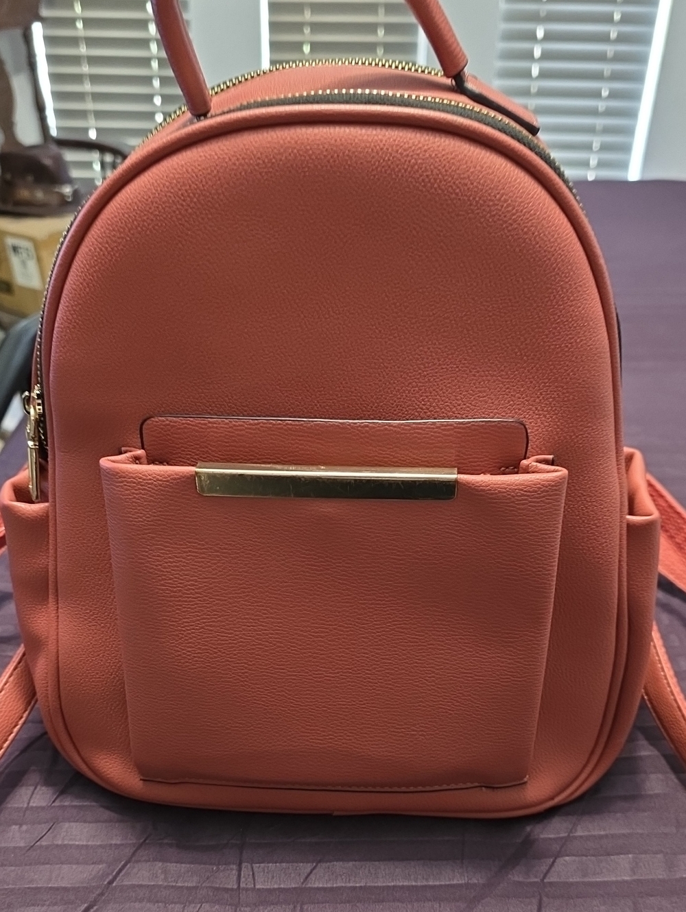 Women’s Coral Mini Backpack with Gold Accent
